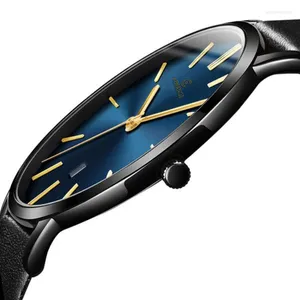 Нарученные часы 2023 Минималистские мужские часы Ультра тонкие часы для мужчин модные простые деловые кожаные часы Reloj hombre relogio