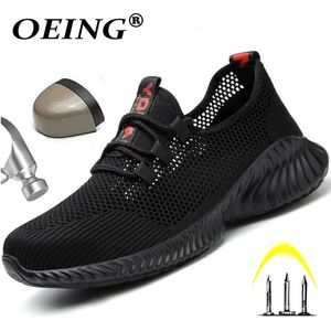 Safety Shoes Work Boots Breathable Safety Shoes Men's Lightweight Summer Anti-Smashing Piercing Work Sandals Protective Single Mesh Sneaker 230311