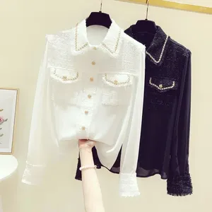 Kvinnor Bluses High-NND Western Style Shirt Women 2023 Early Spring Clothing European Blouse Design NICHE TOPS Female Jackets Cardigans L22