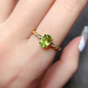 Cluster Rings Sterling Silver 925 Engagement Ring Women's Luxury Generous Gemstone Natural Peridot Jewelry Original Date