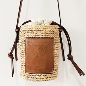 Saco de ombro de praia de capim Lafite de verão Sacos de compras femininos de vime tecidos de palha Sacos de compras casuais Rattan Bolsas femininas de grande capacidade Lady Buckets