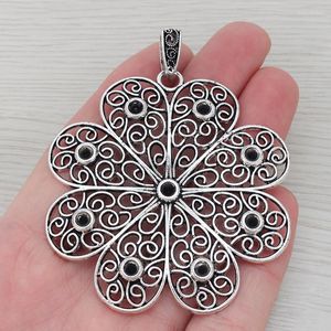 Pendant Necklaces 2 X Large Big Hollow Filigree Flower Charms Pendants For Necklace Jewelry Making Findings 66x63mm