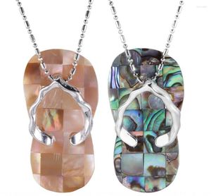 Pendanthalsband Tumbeelluwa Natural Abalone Shell Slipper Necklace For Women Sliver Color Reiki Stone Flip-Flops Charms Fashion Jewelry