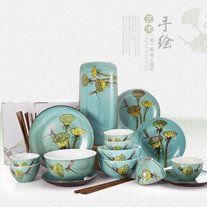 Dinnerware Define 6 refeições de pessoas 25 pedaços de utensílios de mesa de cerâmica pintados à mão Crie Personalidade Criativa Platos domésticos chineses