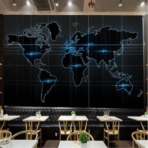 壁紙モダンデジタルテクノロジースマートマップ黒い壁紙工業用装飾バーKTV背景壁紙壁画Papel de Pared