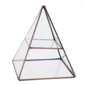 Sacchetti per gioielli Pyramid Clear Glass Trinket Box Display Storage Organizer Decorazioni da tavola