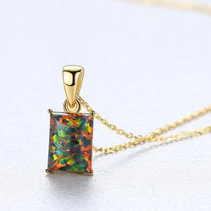 Catene Opals Necklace 925 Sterling Silver for Women Chain Fine Jwelry Wedding Regalo