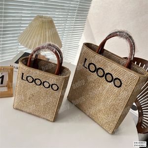 Designer Halm Handväskor Herr Handväskor Kvinna Raffia Virkad Handväska Lyx Tote Korg Väskor 2 Storlek Summer Beach Shopping Bag Lo Bucket Bag 23ss