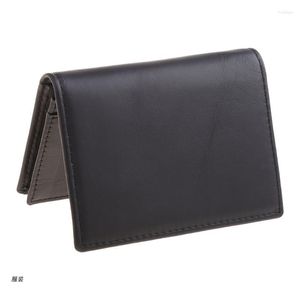 Card Holders D0UD Men Black Leather Expandable ID Business Cards Holder Wallet For Cas