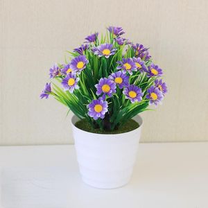 Flores decorativas Flores simuladas em vasos de decoração verde plantas verdes pequenos bsonsai plástico artificial árvore falsa casa decoração de desktop interna