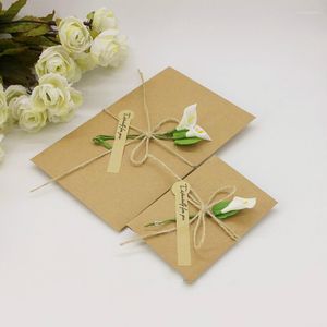 Opakowanie prezentowe 10pcs Retro Envelope Instrukcja pocztówka DIY Art Card Suchy Flower Graduation