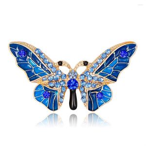 Spille Spilla a farfalla smaltata Spilla in cristallo di lusso per le donne Spille con strass per banchetti da festa Accessori per abbigliamento