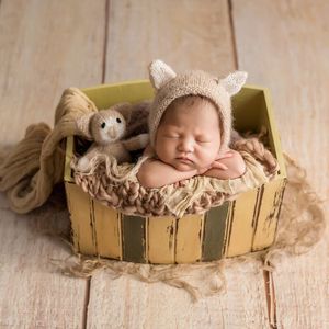 Czapki czapki urocze urodzony kapelusz i zabawki na dzianinowe koty wypchane zabawki Born Kitty Hat Crochet Bonnet Baby Animal Bonnet For Pography Shoot 230313