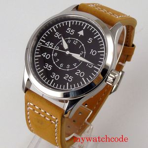 腕時計42mmコルゲットブラック滅菌ダイヤルミヨタ8215 ST1612男性用の自動パイロットスタイル腕時計