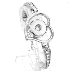 Bracelets de charme Snap Button Bracelet Jewelry Love Heart Crystal Genging 18mm para homens Mulheres ajustáveis