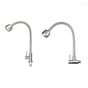 Kitchen Faucets Flexible Stainless Steel Basin Faucet 360 Degree Rotatable Deck/Wall Mounted Sink Swivel Tap Single Cold Water