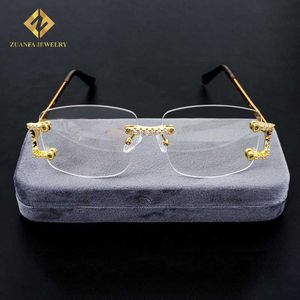 Ny personlig metall inlagd 5A Zirkoninsatser för män och kvinnors utsökta hela diamantmoderna solglasögon trendiga glasögon