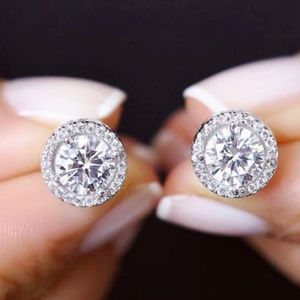 Brincos de prata esterlina 925 clássicos brincos redondos simulados de diamante de 4 mm para mulheres, homens, joias, presente adorável para meninas