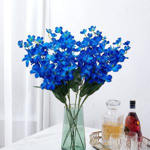 Dekorativa blommor kransar 10 stycken konstgjorda orkidéer blå långa stjälkar används i bulk för bröllopshem dekoration 230313