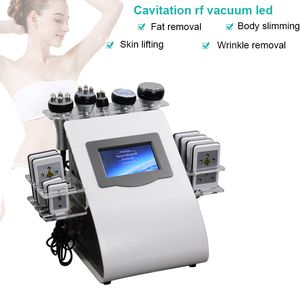 Cavitation RF Body Slimming Machine Lipolaser System Vakuum Radiofrekvens Skin åtdragning 40K Lövsugning Cellulitreduktion Maskiner 6 Handtag