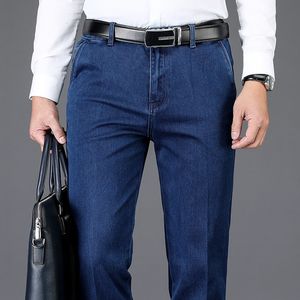 Jeans masculinos Classic Style Autumn e Winter Men Homem de cintura alta Jeans Business Denim Casual Alongamento calças retas da marca Masculino 230313