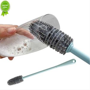 Nuovo spazzola per bottiglia di latte in silicone tazza di vetro pulitore di vetro cucina strumento di pulizia della pulizia a manico lungo bevanda in vetro spazzola per pulizia