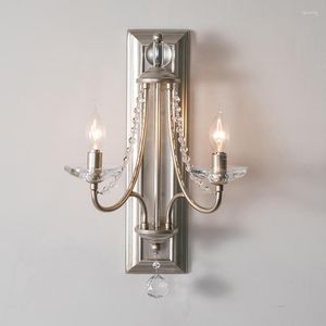 Wandleuchte American Country Kristalllampen Schlafzimmer Wohnzimmer Wandlampen Antik Gold Silber Farbe Home Deco Beleuchtung AC 110V 220V