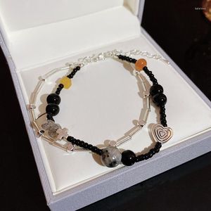 Braccialetti con ciondoli Bracciale cuore con perline intrecciate fatte a mano coreane all'ingrosso per le donne Regola i regali della festa di compleanno delle ragazze dei gioielli dei fiori colorati della caramella