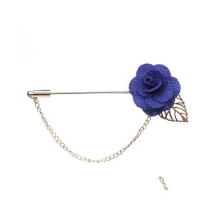 Jewelry Wholesale Trendy Handmade Flower Brooch Lapel Pins For Women Men Suit Boutonniere Button Stick Brooches Wedding Party Drop D Dhyz4