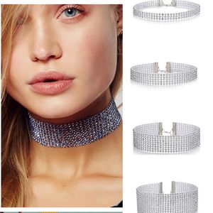 Bröllopstillbehör Kvinnor smycken mode brudhal strass kristall halsband smycken chokers halsband för kvinnor silverfärgade