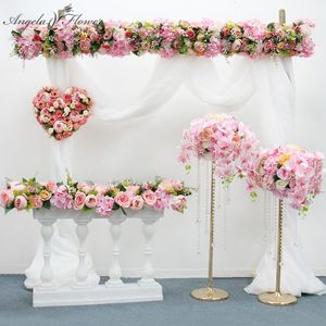 Decorative Flowers Wreaths Orginal Design 50/100cm Artificial Flower Row Wedding Backdrop Decor Flower Arrangement Table Runner For Party Event Stage Props 230313