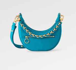 Nya explosion Kvinnors väskor M22593 Handväska Loop Blue Calfskin Trim Microfiber Gold-Color Hårdvara Dragd france Luxury Designer Bag H27 Women Handväskor Kedja Max