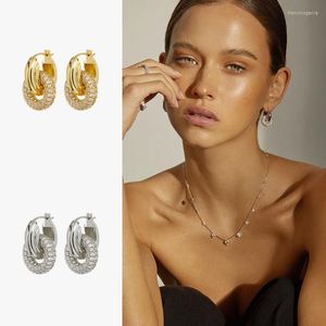 Hoop Earrings Diamond Studded Circle Female Ins Cold Wind Vintage Versatile Removable Double Creative Models