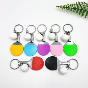 Keychains Fashion 7 Color Sport Ping Pong Table Tennis Ball Badminton Bowling Keychain Charms Keyring Key Ring Souvenir Gift