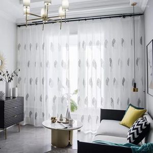Curtain Embroidery Sheer Tulle Curtains For Living Room Transparent White Voile Window Drape Custom Size