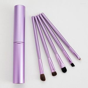 Makeup Brushes 5Pcs/set Set With Holder 5 Colours Tube Eye Shadow Concealer Eyebrow Lip Cosmetics Tools