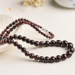 Chains ZFSILVER Fashion Elegant Jewelry Trendy Natural Faceted Wine Garnet Beads Stone Choker Necklace Charm For Women Party Gifts Girl