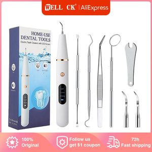 Other Oral Hygiene Electric Ultrasonic Irrigator Dental Calculus Oral Tartar Remover Tooth Stain Cleaner LED Teeth Whitening Cleaning tools 230311