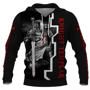 Fashion Trend Brand Men's Knight Templar Digital Print Casual Large Size S-6XL Hoodie 004