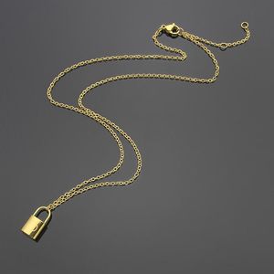 2023 Top Quality Stainless Steel Luxury Lock Necklaces & Pendants 3 Colors Fashion Simple V Necklaces Classic Style Women Designer Jewelry louise vutton viuton