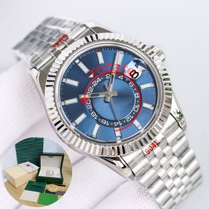 Orologio da uomo rotante cielo quadrante blu data della settimana orologio meccanico automatico per orologio 40mm acciaio inossidabile 904L specchio antigraffio zaffiro con scatola per orologi Dhgate lb