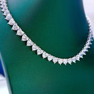 Kedjor 2023 17 tum S925 Silver Heart White High Carbon Diamond Necklace