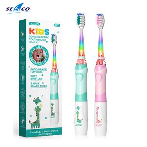 Toothbrush Seago Children's Sonic Electric Toothbrush for 3-12 Age Kids Sonic Tooth Brush Timer Battery Vibrate Led Replacement Brush Heads 230313