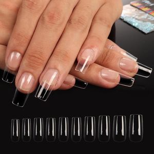 False Nails 100st Fake Tips With Lim Artifical Abs Full Cover Press On Löstagbar konst Tipsy Coffin Stick Designs Display