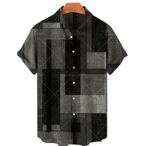 Herr t-shirts 3d herrar hawaiian skjorta män 5xl andas sommar sömnad retro skjortor för män enstaka radknapp kort ärm män toppar 230311