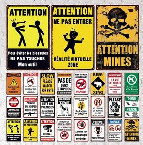 Warning Dog Sign Slow Tin Signs Beware Vintage Metal Sign Decoration For Garage Home Notice Danger Mark Backyard Wall Decor Plaque Personalized Art Decor 30X20CM w01