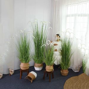 Dekorativa blommor 59 In Artificial Greenery Floor Floor Plants Tall Fake Plant Potted Faux Pampas Grass Silk For Home Lobby Badrum Graden Dekor