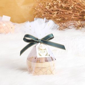 Wrap regalo piccolo cesto di bambù Wedding Candy Box Borse Svuota Style Packaging