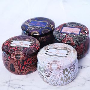 Gift Wrap Scented Candle Jar Empty Round Tinplate Can DIY Handmade Tea Food Candy Tablet Accessories Storage Box With Lid SN3191