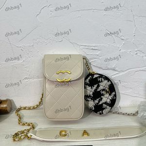 Designer Womens Mobile Phone Bag Maquiagem Sacos Clamshell Diamante Hardware Metal C Fivela Matelassê Cadeia Crossbody Saco De Luxo Titular Mini Moeda Bolsa 18x10cm